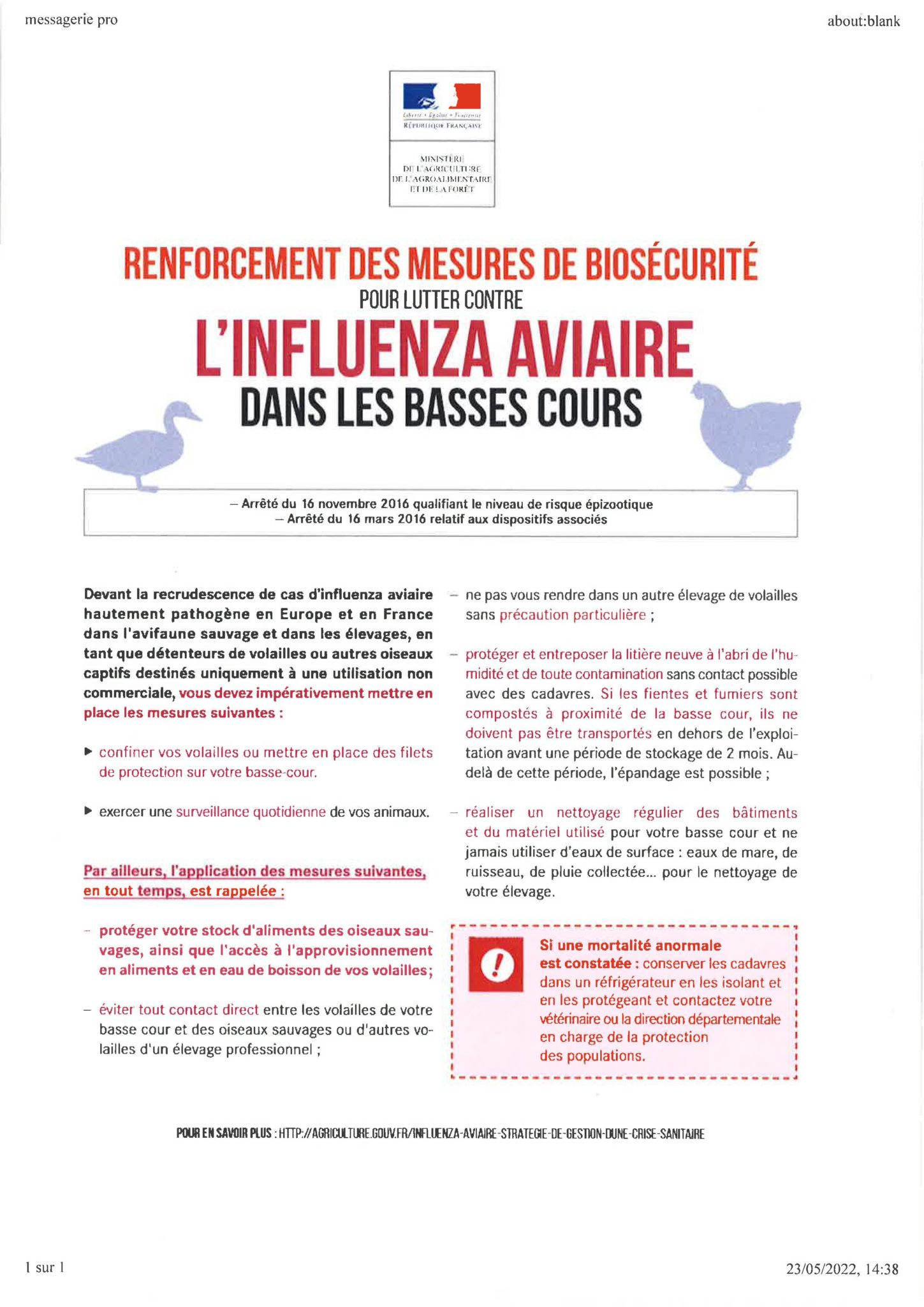 Renforcement Des Mesures De Biosecurite Floringhem