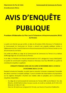 AVIS D’ENQUÊTE PUBLIQUE PLAN LOCAL D’URBANISME INFRACOMMUNAUTAIRE (PLUI)